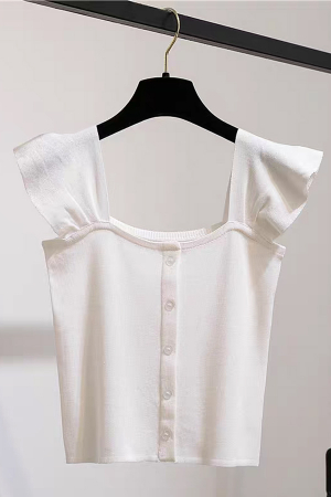 Tricouri și Maiouri - Top din tricot cu nasturi decorativi XPX-9626alb