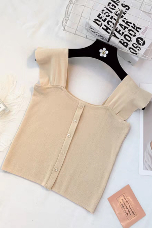 Îmbrăcăminte damă - Top din tricot cu nasturi decorativi XPX-9626bej