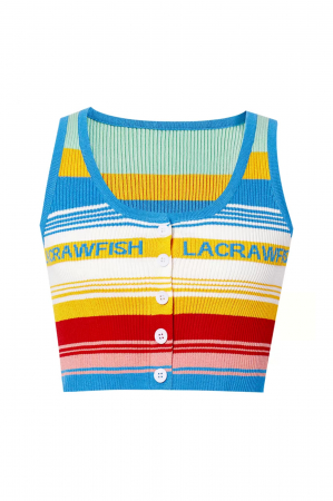 Tricouri și Maiouri - Top din tricot cu dungi retro curcubeu XBX-6628