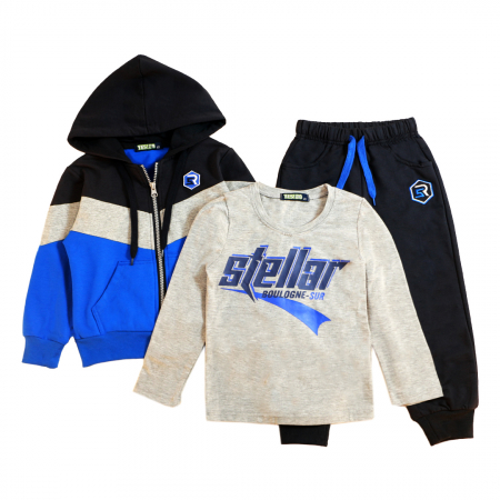 Treninguri - Trening cu gluga 3 piese Y-665bleumarin