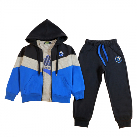 Treninguri - Trening cu gluga 3 piese Y-665bleumarin