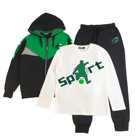 Treninguri - Trening cu gluga 3 piese Y-668verde
