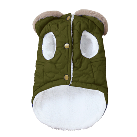 Haine - Vesta flausata cu guler de blana DOG-19verde