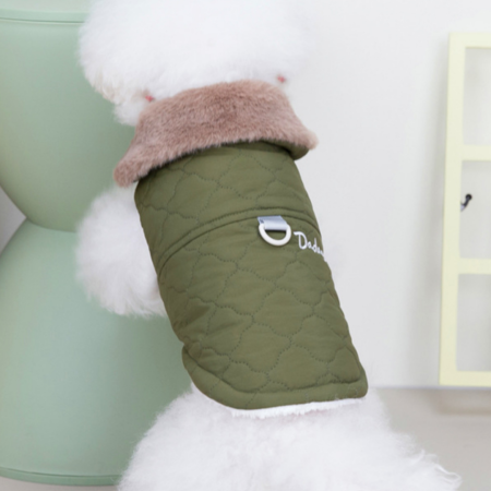 Haine - Vesta flausata cu guler de blana DOG-19verde
