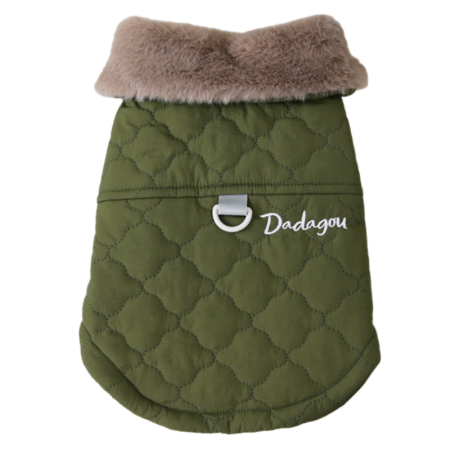 Haine - Vesta flausata cu guler de blana DOG-19verde
