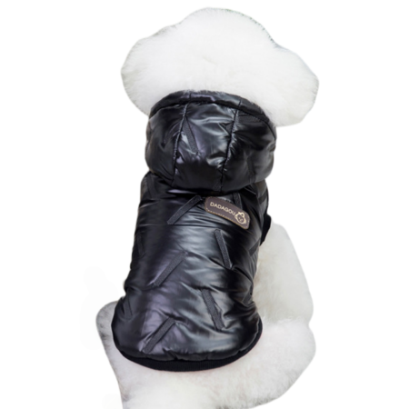 Haine - Vesta flausata cu gluga DOG-18negru