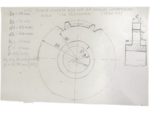 Roata dintata Z38 cutie viteze AK6 RABA (011) [4]