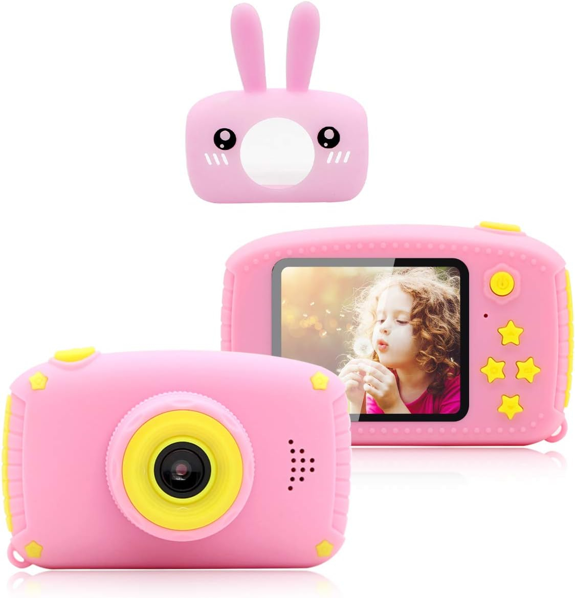 Aparat foto digital pentru copii, Roz, 1080P 30fps, LCD display 2.0", 600 mAh, Jocuri, Temporizator, Constructie durabila, ABS/Silicon [2]