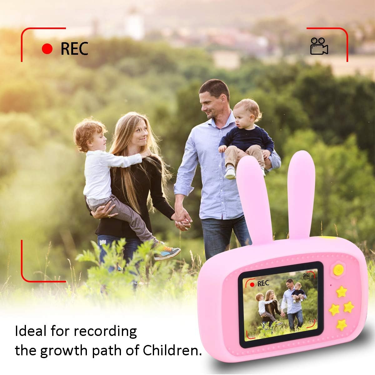 Aparat foto digital pentru copii, Roz, 1080P 30fps, LCD display 2.0", 600 mAh, Jocuri, Temporizator, Constructie durabila, ABS/Silicon [5]