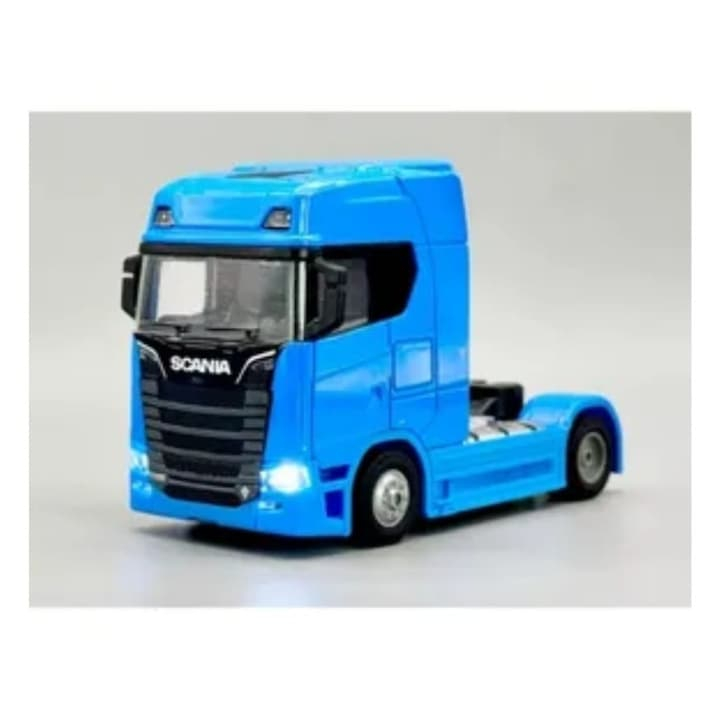 Camion metalic, tip Scania T770S, scara 1:32, cabina rebatabila, lumini si sunete, albastru, 13 cm [4]