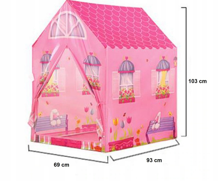 Cort de Joaca Pentru Copii, Model Casuta Printesei, cu Usa Mare, Stabil, Usor de Asamblat, Pentru Interior/Exterior, Indiggo, 103 Cm Inaltime, Roz - xStoc [2]