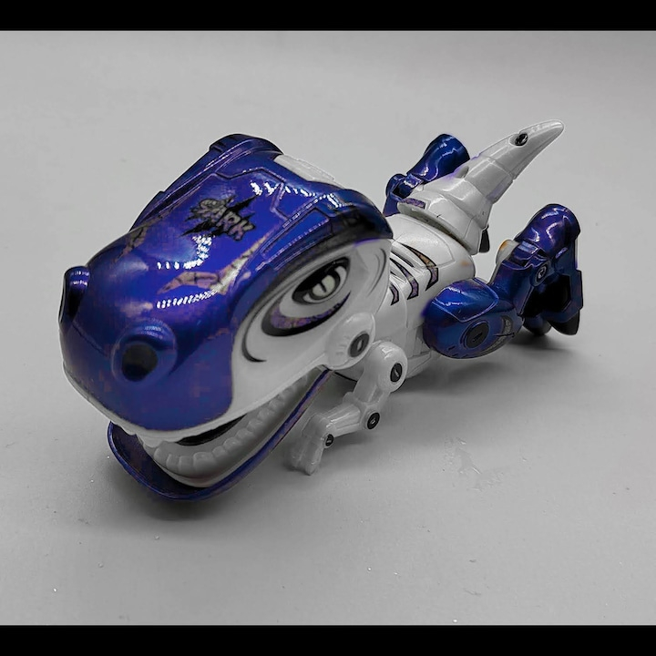 Figurina Dinozaur din Metal si Plastic MY66series, Misca capul si coada, Lumini si sunete realistice, 12cm, albastru - xStoc [3]