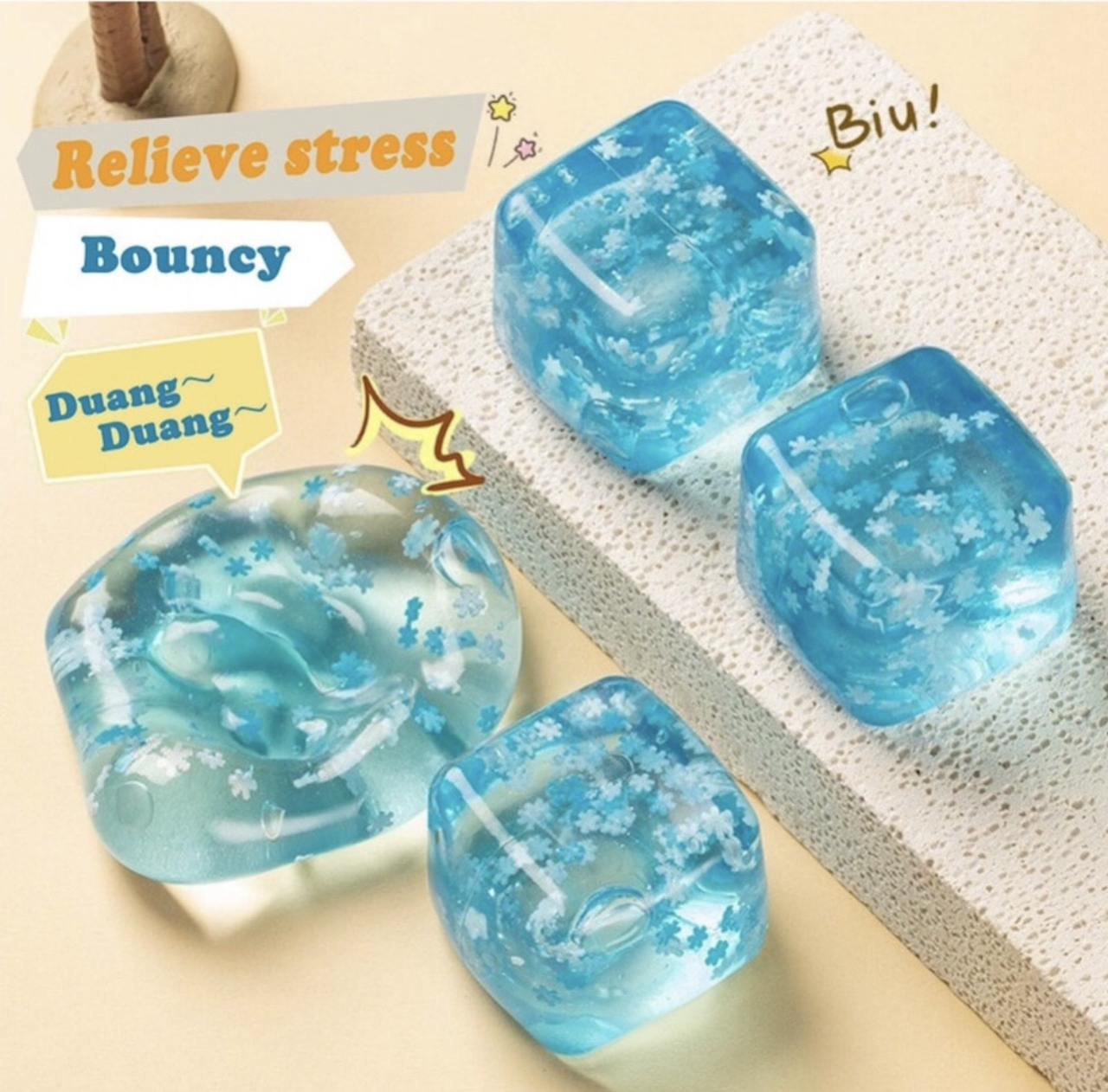Jucarie Squeezy Ice Cube, Anti-Stres Revnire lenta, Fulgi de Zapada [2]