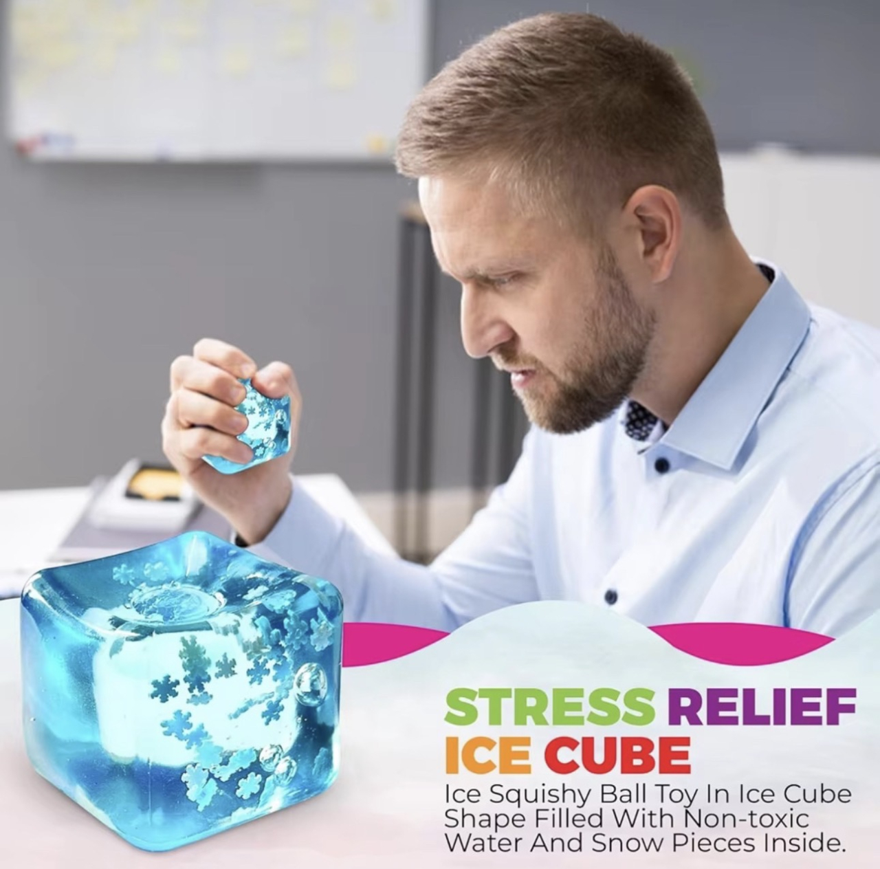 Jucarie Squeezy Ice Cube, Anti-Stres Revnire lenta, Fulgi de Zapada [5]