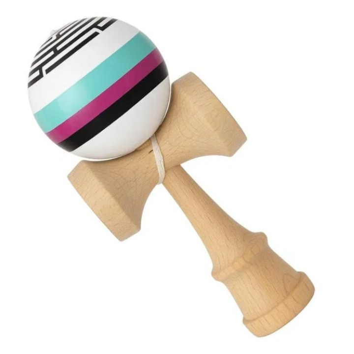 Kendama – Model Premium Lemn Natural cu Bila Colorata Design Modern, echilibru perfect si aderenta excelenta [3]