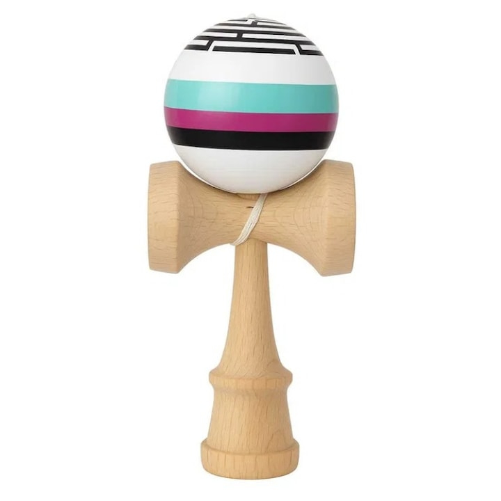 Kendama – Model Premium Lemn Natural cu Bila Colorata Design Modern, echilibru perfect si aderenta excelenta [4]