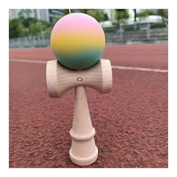 Kendama profesionala Roz/Galben/Albastru, Lemn, 18 cm [2]