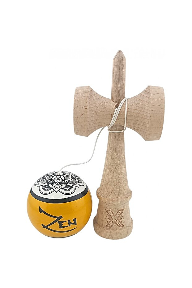 Kendama X Originala, Profesionala, Zen,, din Lemn, Super Sticky, 18 cm, Auriu/Alb/Negu [3]