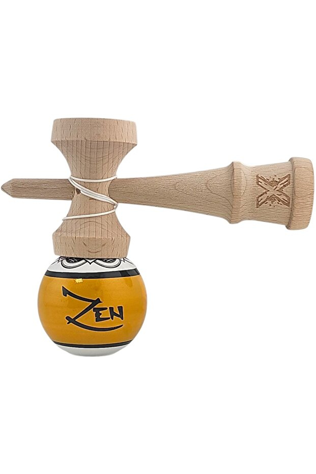 Kendama X Originala, Profesionala, Zen,, din Lemn, Super Sticky, 18 cm, Auriu/Alb/Negu [2]