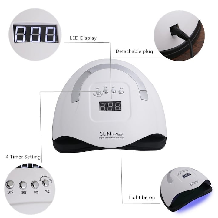 KIT UNGHII:Freza electrica unghii 202 profesionala, 35000 rotatii +Lampă LED/UV Profesională - SUN X7 MAX - 57 LED-uri, 150W [3]