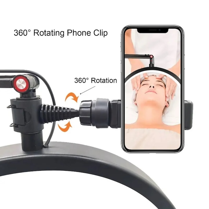 Lampa Led Semiluna cu Picior Fix, Reglarea Intesitatii si Suport pentru Telefon, 23 Inch - xStoc [4]
