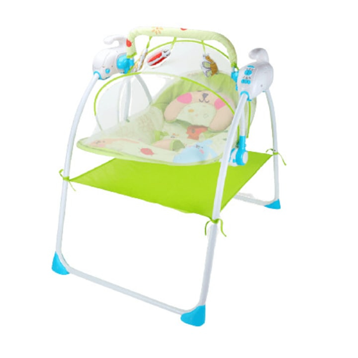 Leagan electric, multifunctional, Baby Cradle, muzical, cu vibratii si plasa anti-insecte, albastru, pentru bebelusi, + 0 Luni [2]