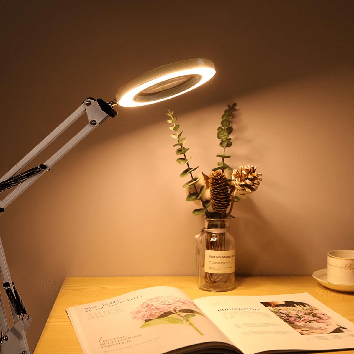Lupa profesionala cu LED-uri, Brat oscilant cu clema, Inaltime ajustabila, 3 Moduri de Iluminare Alb [3]