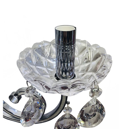 Lustra tip candelabru cristal, 5 brate, argintiu E14, IP20, H0055/5 [2]