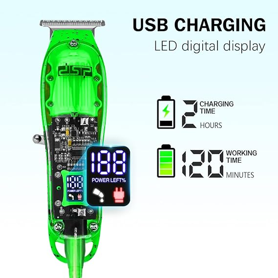 Masina de tuns Dsp Profesional 90479 model transparent Graffiti, 6.000 RPM, Incarcare Usb [4]