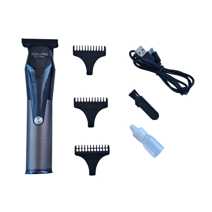 Masina Profesioanala De Tuns Barba Si Contur Daling-Incarcare USB, Lame Carbon, Negru Lucios [2]