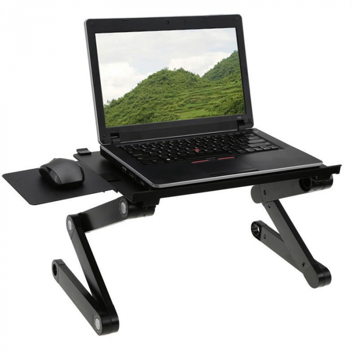 Masuta laptop regabila inaltime din aluminiu, masa cu sistem dublu ventilatie tip coller USB , suport reglabil mouse [3]