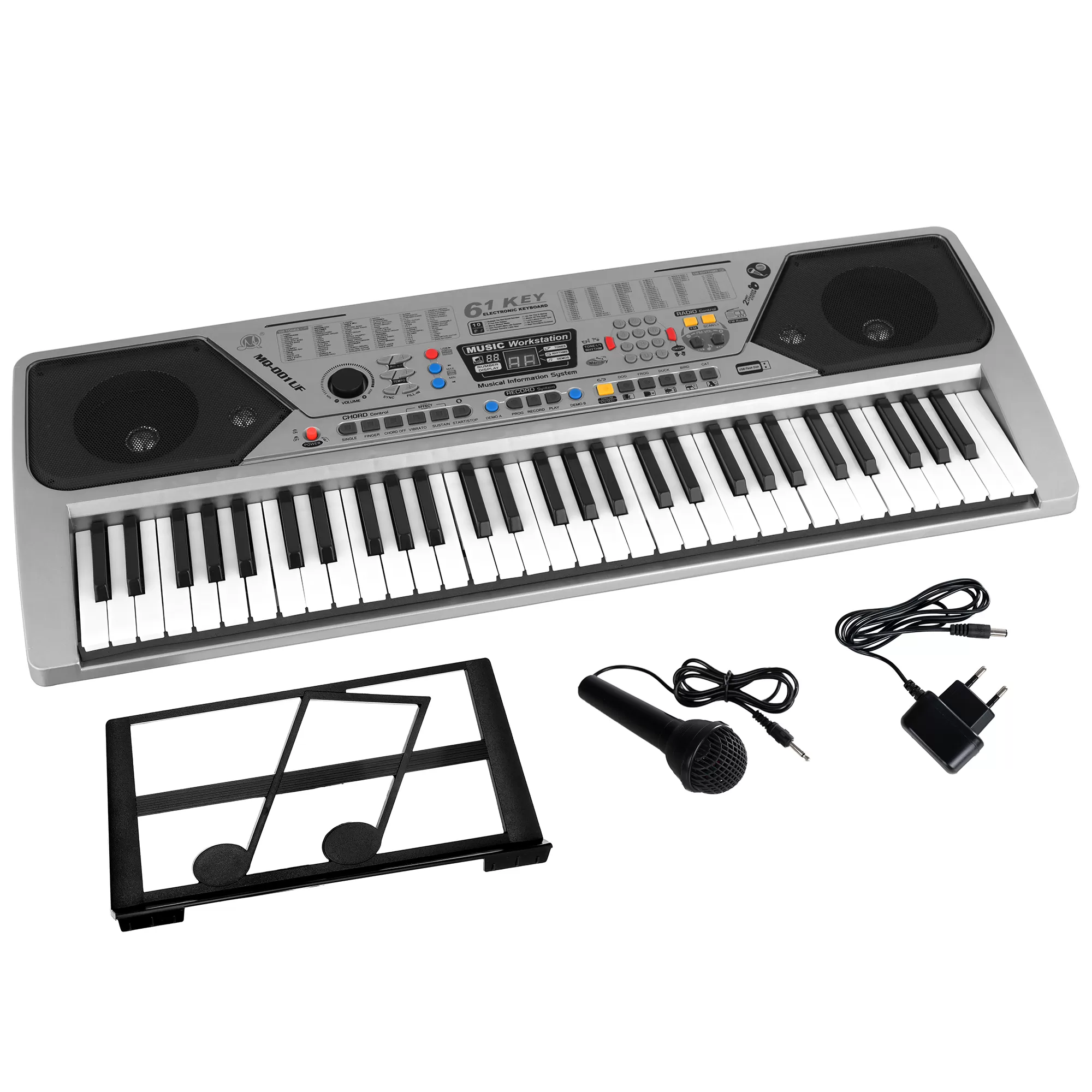 Orga electronica MQ-001UF, USB, 61 clape, 100 timbre, functie MP3, radio FM, reglaj ritm, microfon inclus [2]