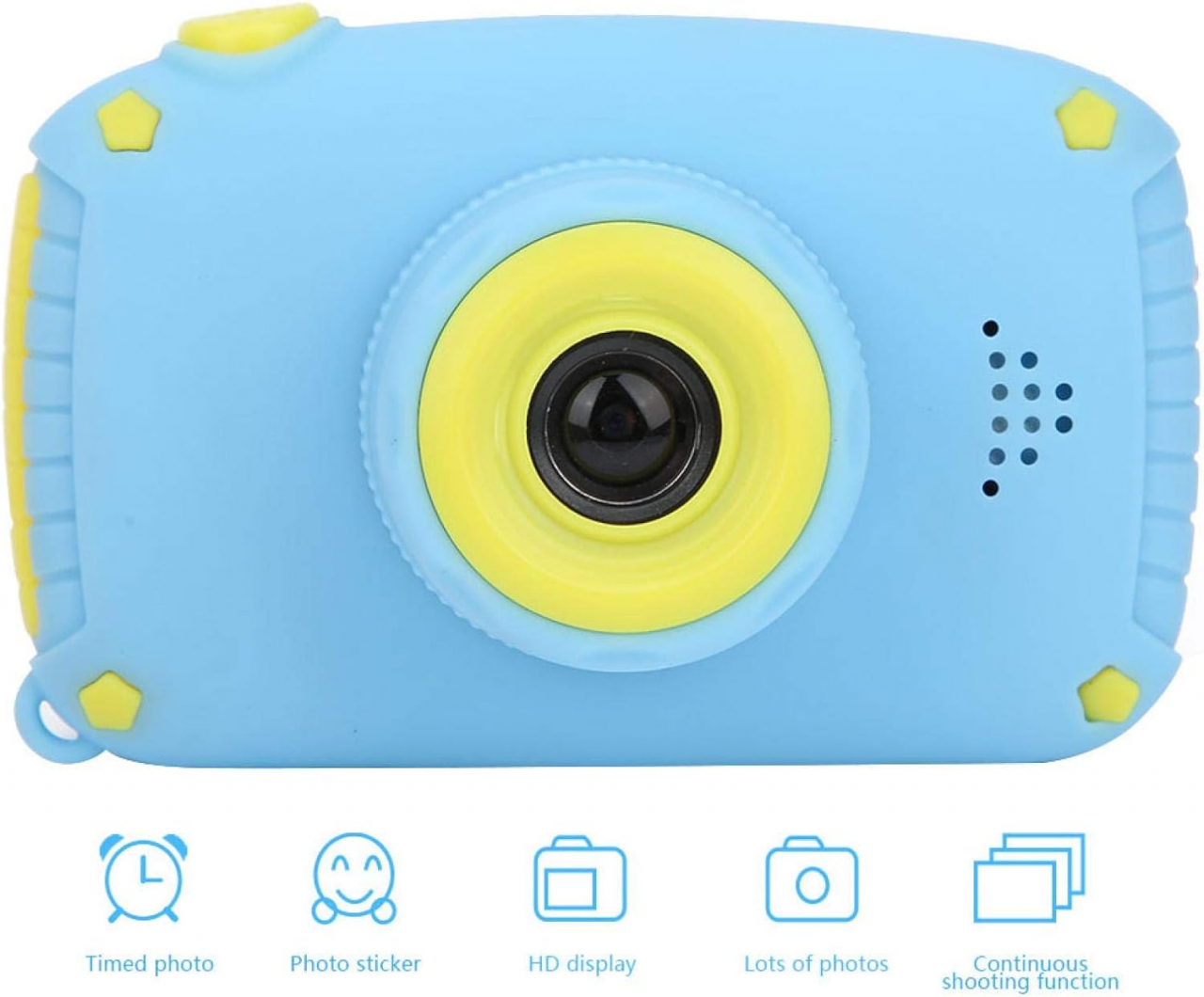 Aparat foto digital pentru copii, Blue, 1080P 30fps, LCD display 2.0", 600 mAh, Jocuri, Temporizator, Constructie durabila, ABS/Silicon [7]