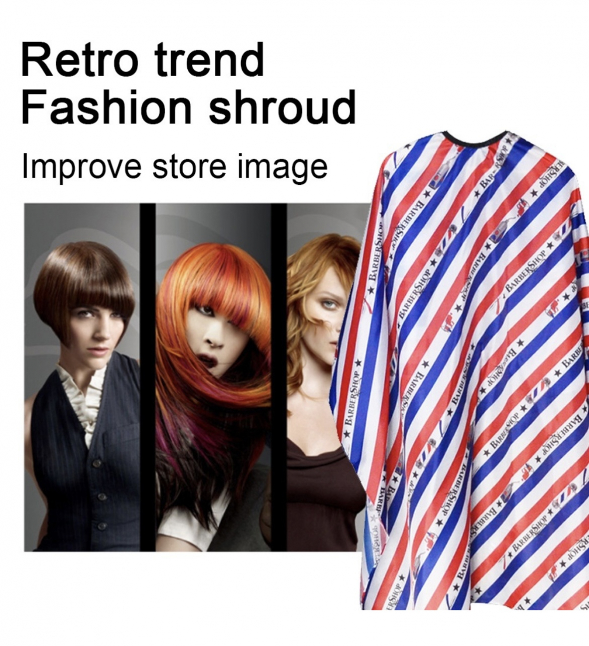 Pelerina de frizerie Rnemitery cu inchidere ajustabila, material usor, multicolor [4]