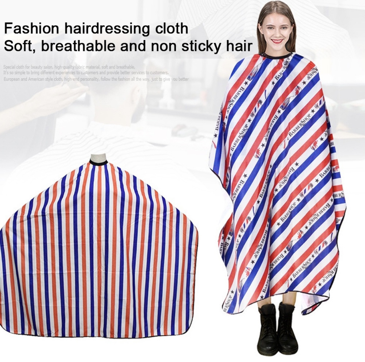 Pelerina de frizerie Rnemitery cu inchidere ajustabila, material usor, multicolor [3]