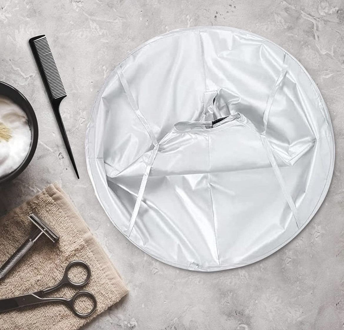Pelerina de tuns, 60cm, gri argintiu, design umbrela, pentru barbati, 1 bucata [4]