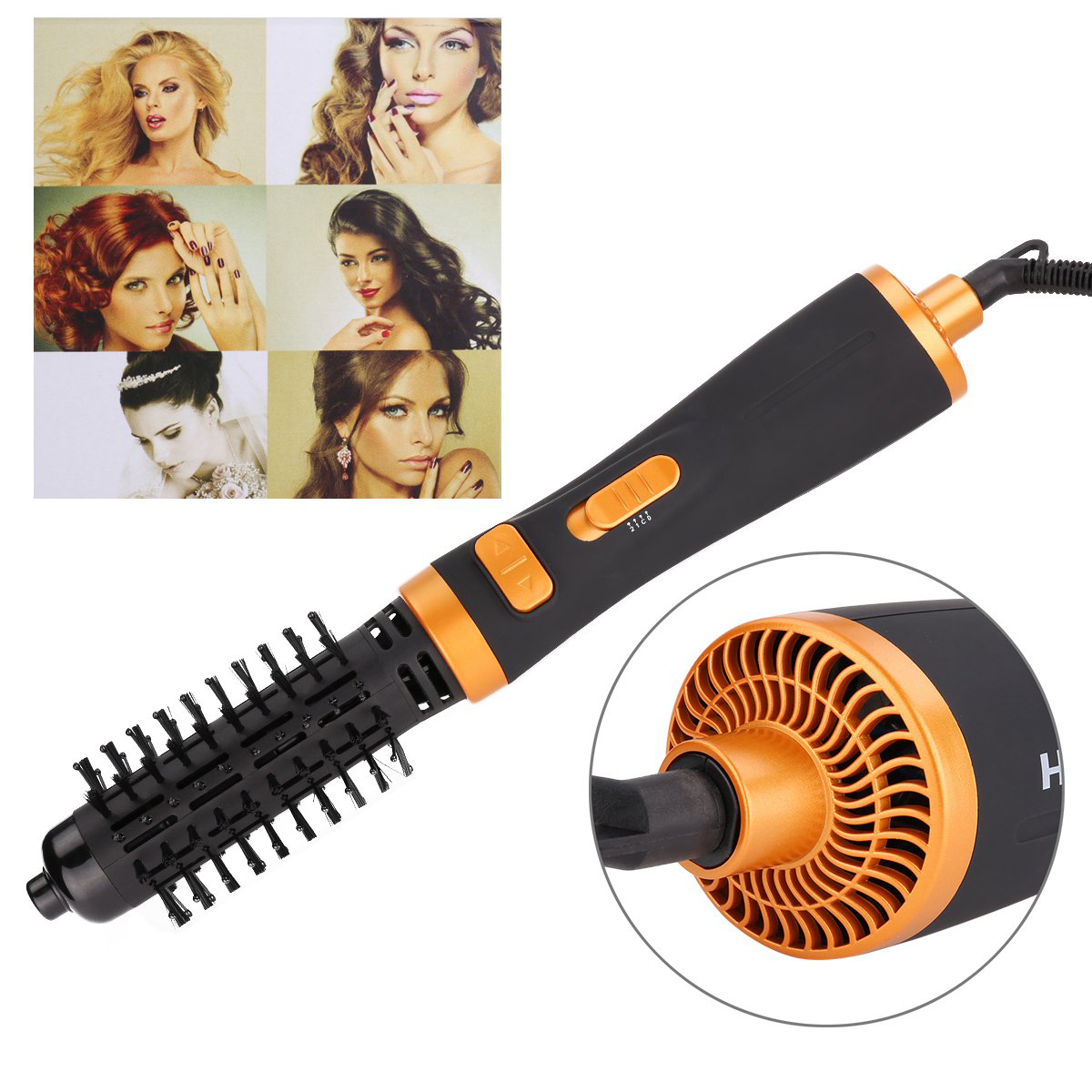 Perie rotativa electrica tehnologie aer cald 2 in 1, 900W, 3 viteze, 2 Accesorii , cablu 360 [3]
