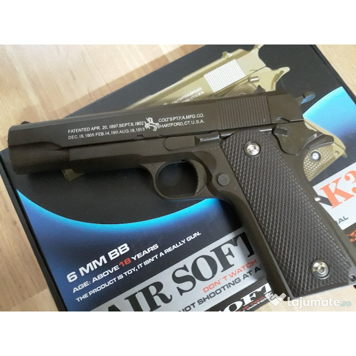 Pistol Airsoft Metalic  K32, Negru Calibru 6mm 200 Bile Profesionale [3]