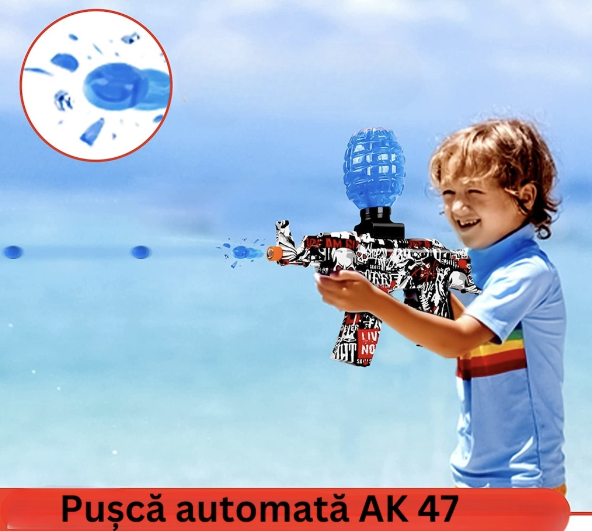Pusca Automata de Jucarie, 5000 Bile din Gel 7-8 Mm, AK47, Ochelari de Protectie, Acumulator cu Incarcare USB, 31X7X28 Cm, + 14 Ani [5]