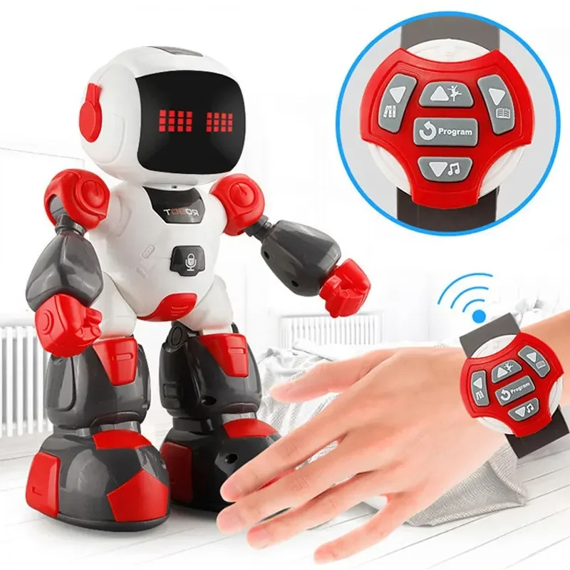 Robot inteligent cu telecomanda sub forma de ceas, dansator, alb/Rosu, 27 cm [2]
