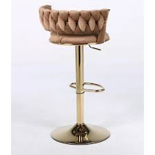 Scaun bar, rotativ, înălțime reglabilă, Catifea, Maro [2]