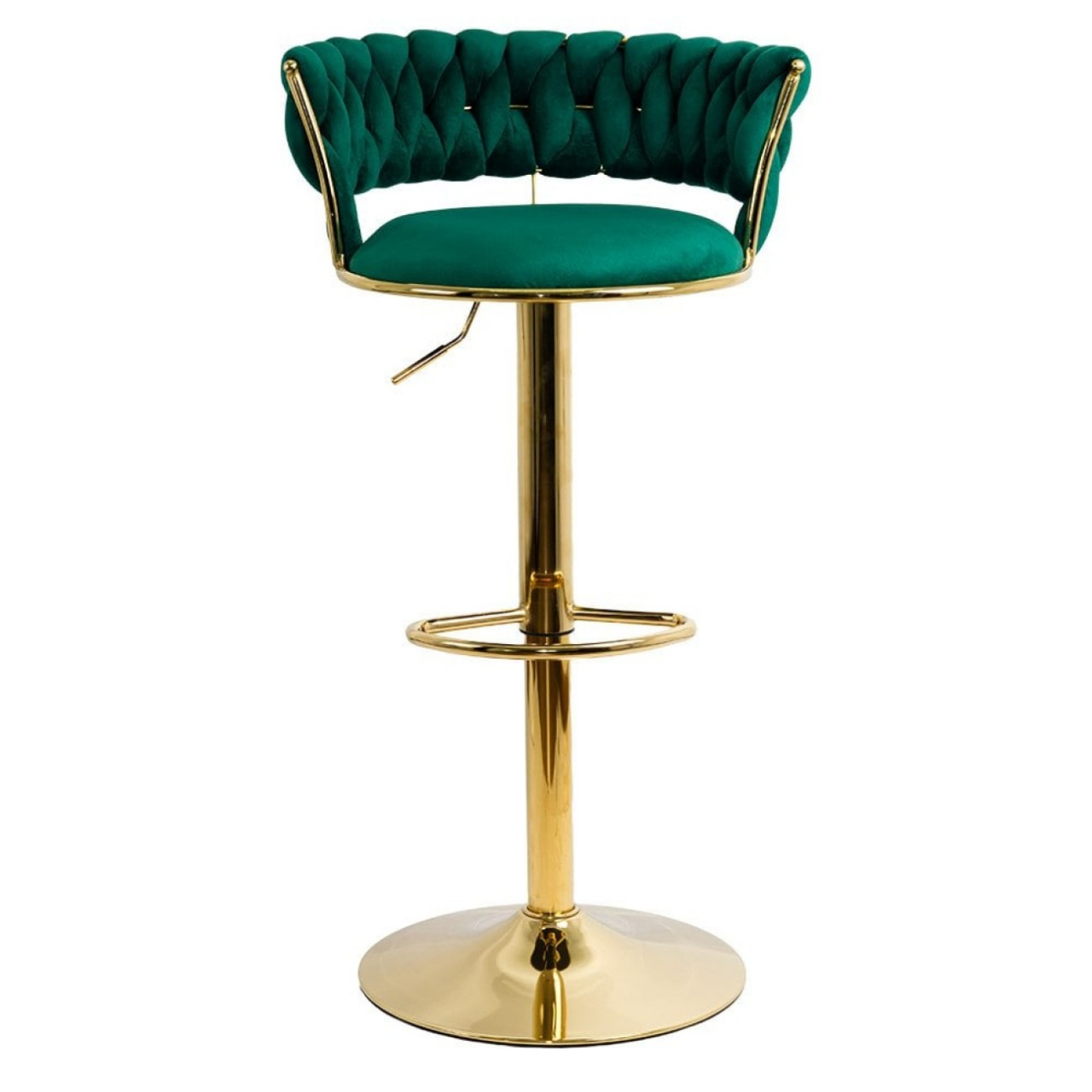 Scaun de bar din catifea cu bază aurie-verde [1]
