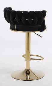 Scaun Make-up , scaun bar, rotativ, înălțime reglabilă, Catifea, Negru [3]