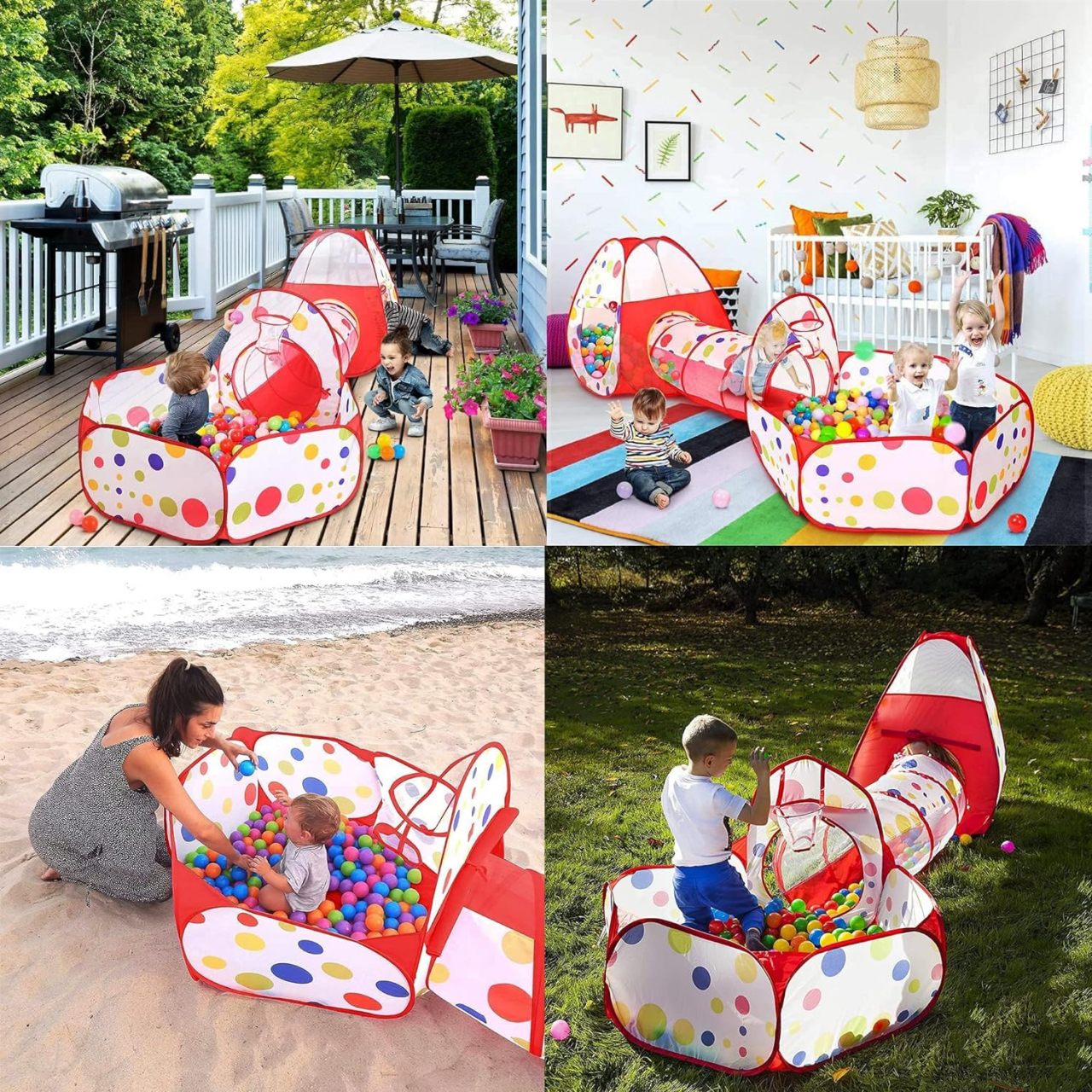 Set cort de joaca pentru copii 3 in 1 Buble cort, tarc si tunel [5]
