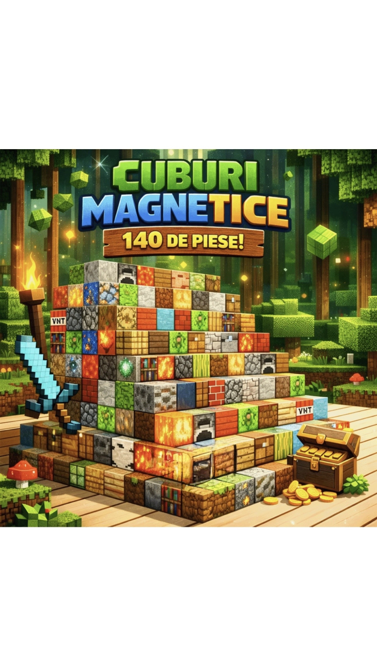 Set de constructie magnetic 140 piese, cuburi magnetice, minecraft, aleatorii, jucarie creativa [4]