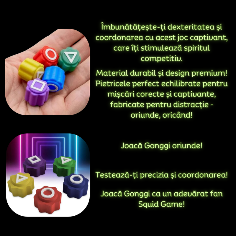 Set Gonggi, joc traditional coreean cu pietricele, din Jocul Calamarului, ideal pentru relaxare si distractie, portabil, fara asamblare, dezvolta coordonarea si dexteritatea, perfect pentru copii [3]