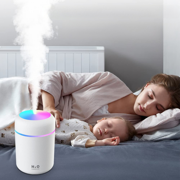 Umidificator de aer cu ultrasunete, difuzor aromaterapie cu lumini RBG, 2 moduri de functionare [2]