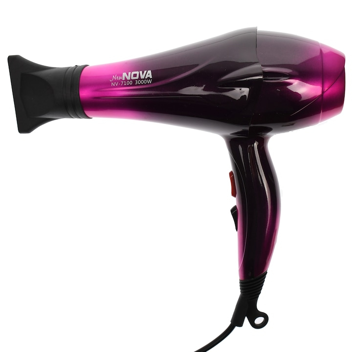 Uscator de par profesional, 3000 W, 3 setari temperatura si 2 de viteza, Roz, New Nova [4]