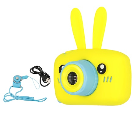 Jucari copii - Aparat foto digital pentru copii, Galben, 1080P 30fps, LCD display 2.0", 600 mAh, Jocuri, Temporizator, Constructie durabila, ABS/Silicon