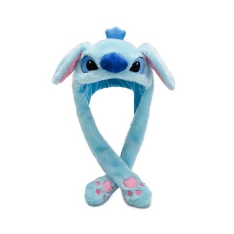 Jucarie de plus - Caciula pentru copii, model Stitch, leduri si miscari din urechi, albastru